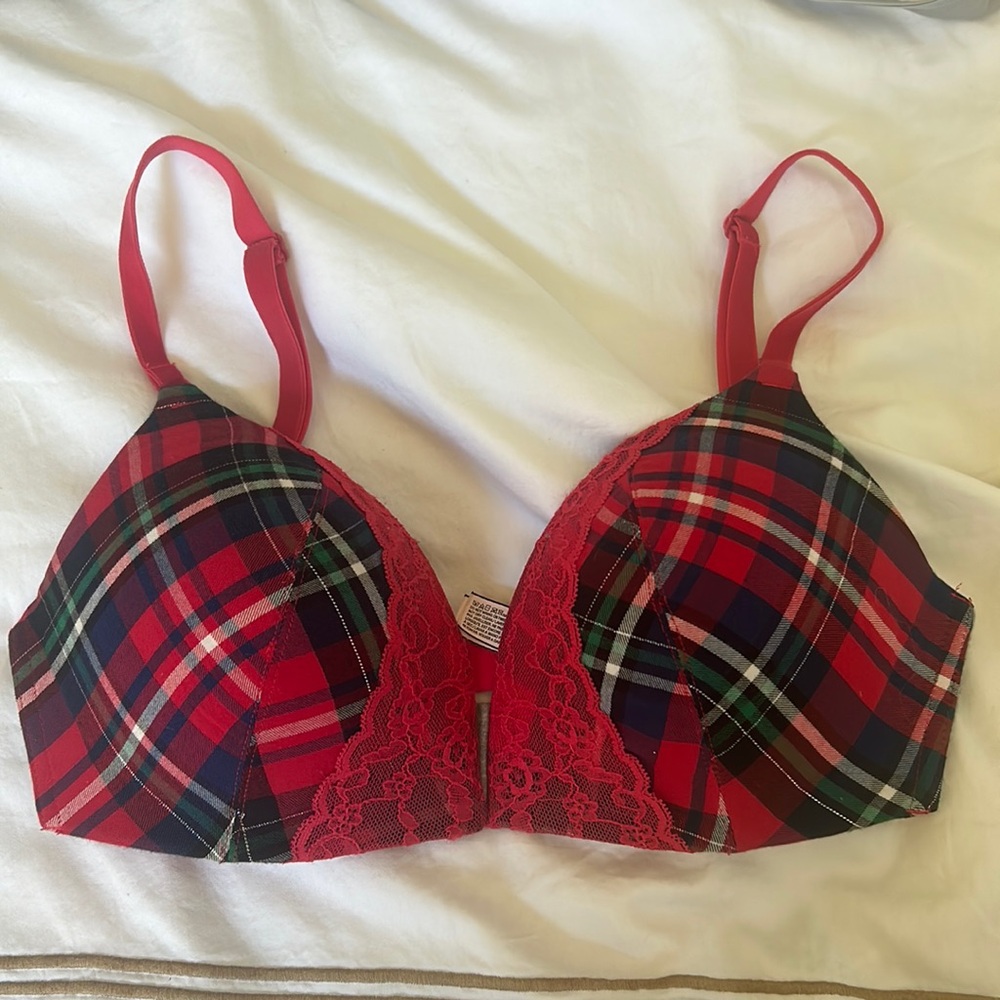 Victoria’s Secret plaid and lace bra